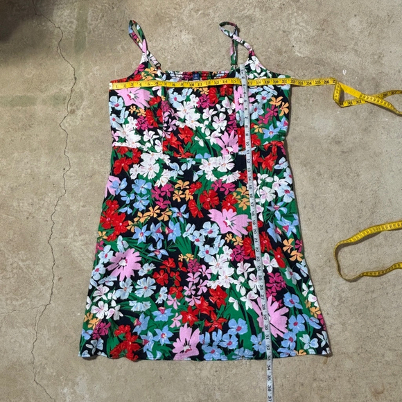 Old Navy Dress Women’s XXL Tall Blue Green Floral Spaghetti Strap Linen Blend - Picture 10 of 16